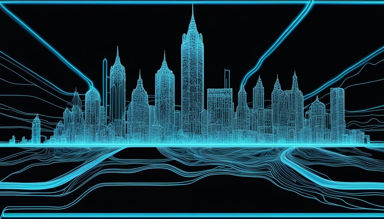 glasgow city centre line drawing in the style of an electric...