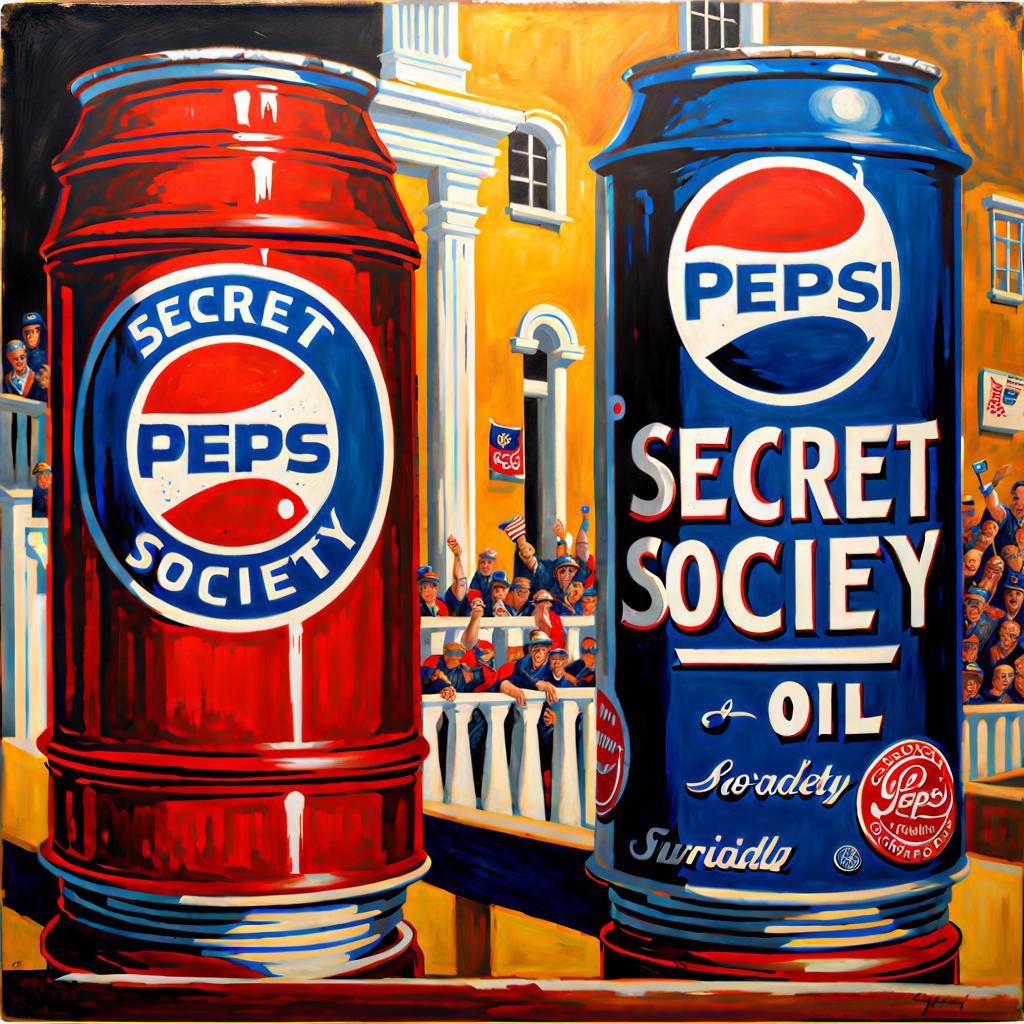 Pepsi brand cola secret society oil painting by James Gurney AI