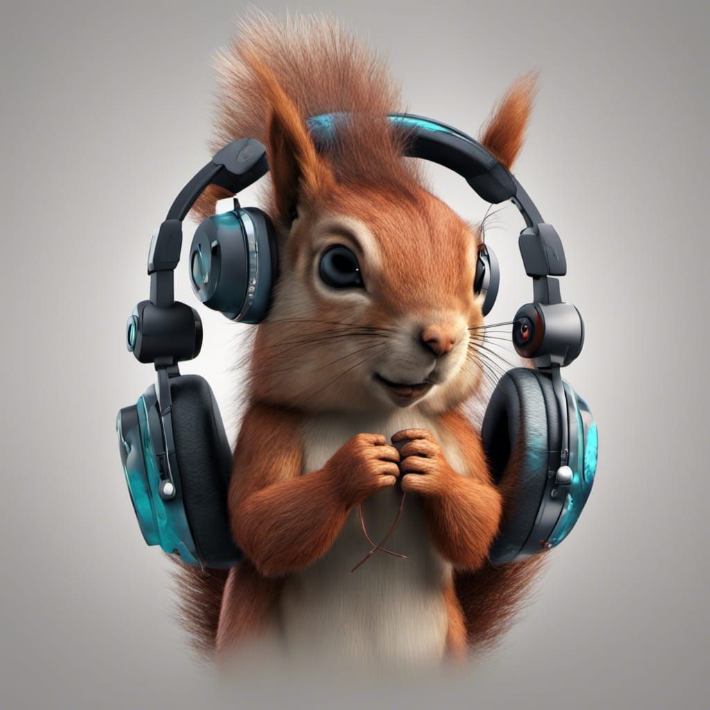 Squirrel With Headphones Animated Ai Generated Artwork Nightcafe