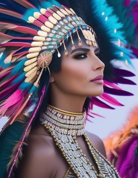 Brave Native Woman wearing her Regalia