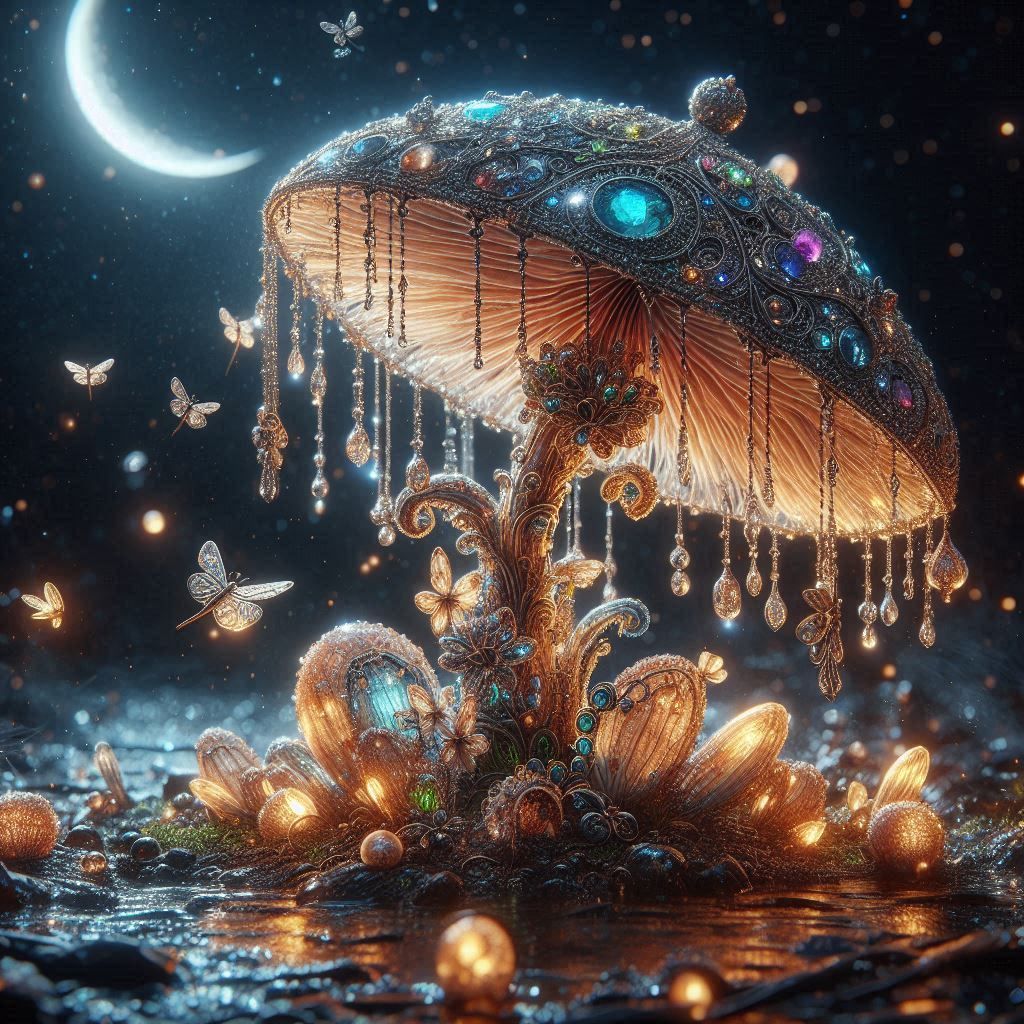 Bejeweled shroom with flutterbye