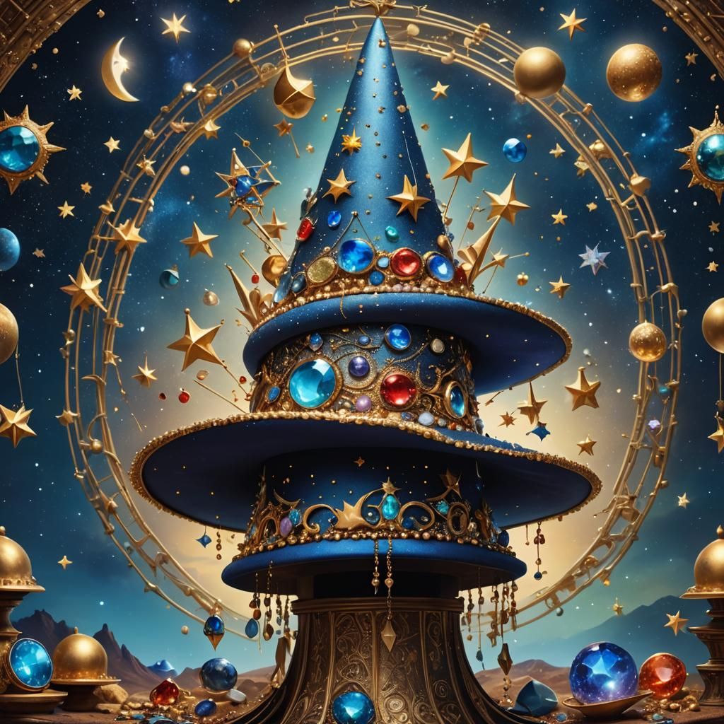 A huge magical hat, adorned with gems.