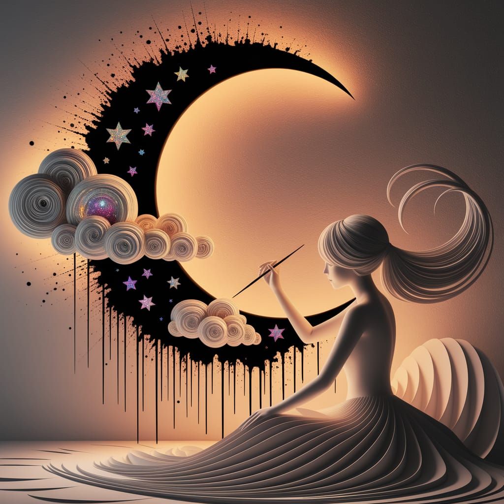 Painting the starry skies.   by @Chica Bean