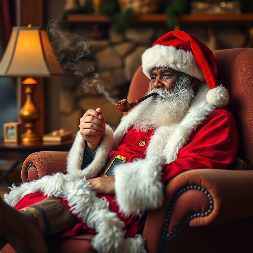 Elegant Santa in a Lazy-Boy Chair, Exuding Peaceful Class