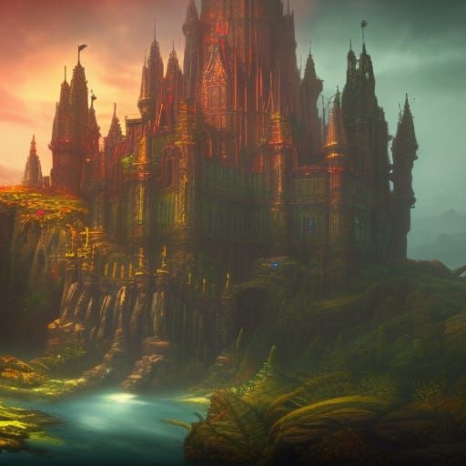 Psychedelic fantasy castle
