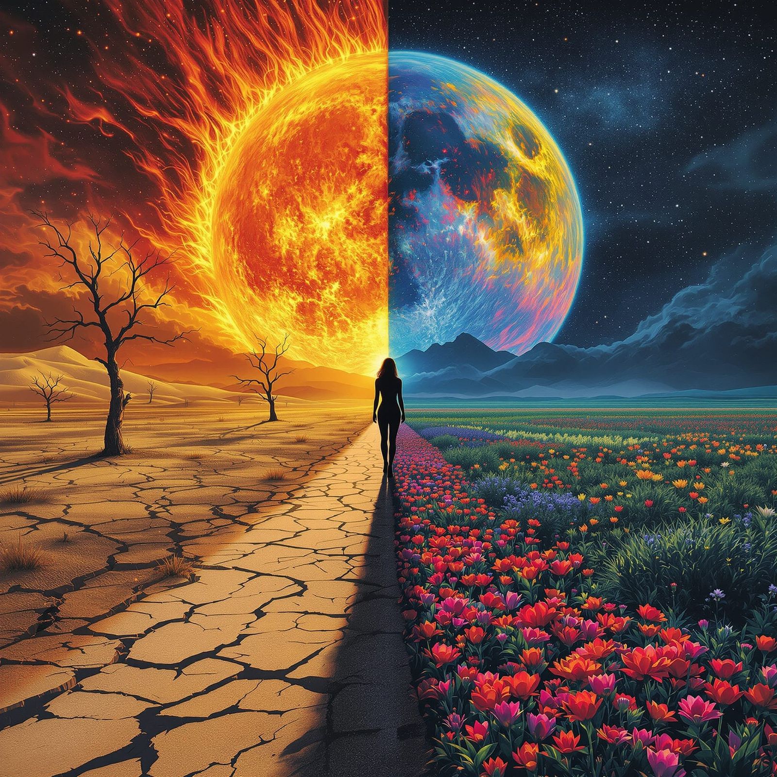 Between Inferno and Bloom  by @Queen V