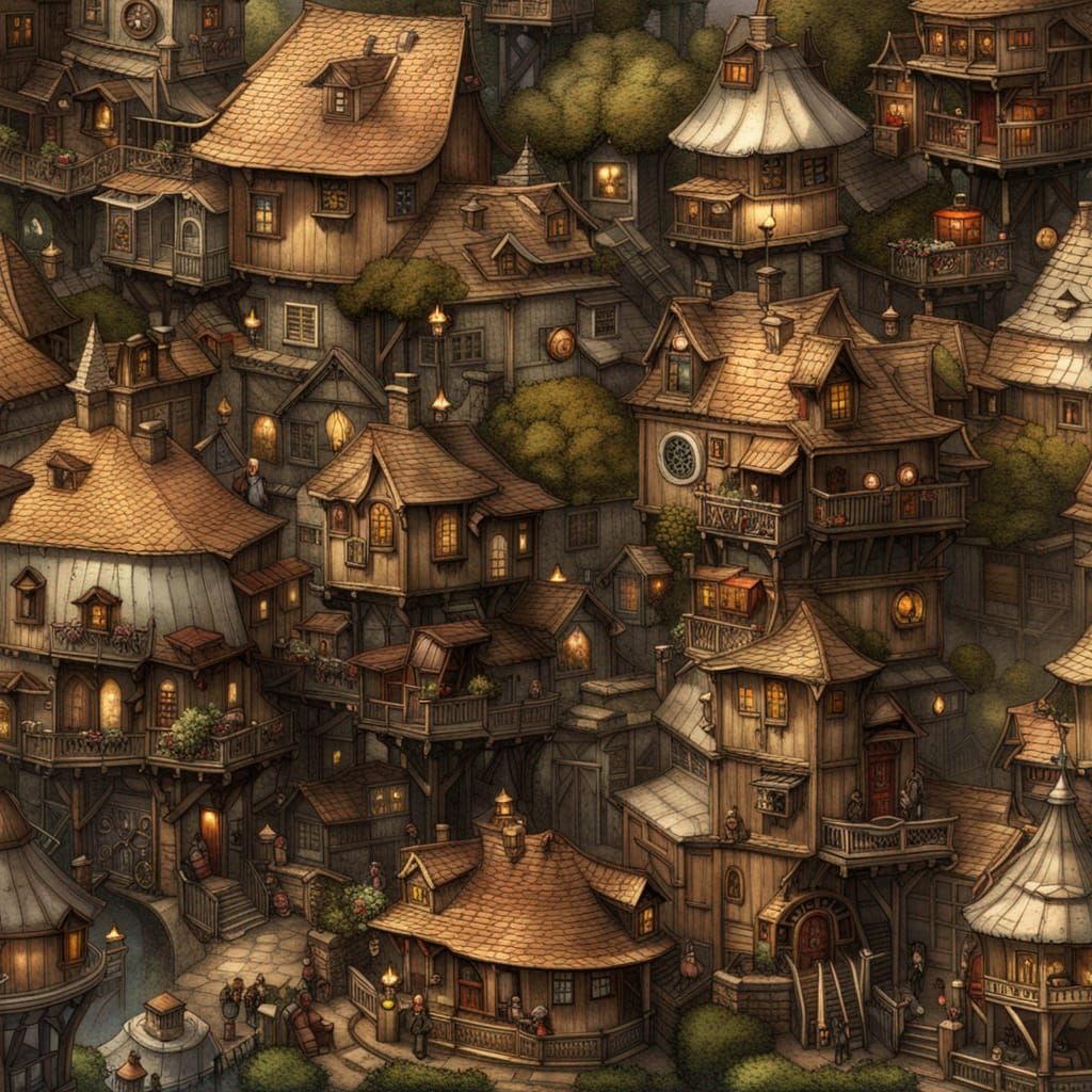quaint steampunk village