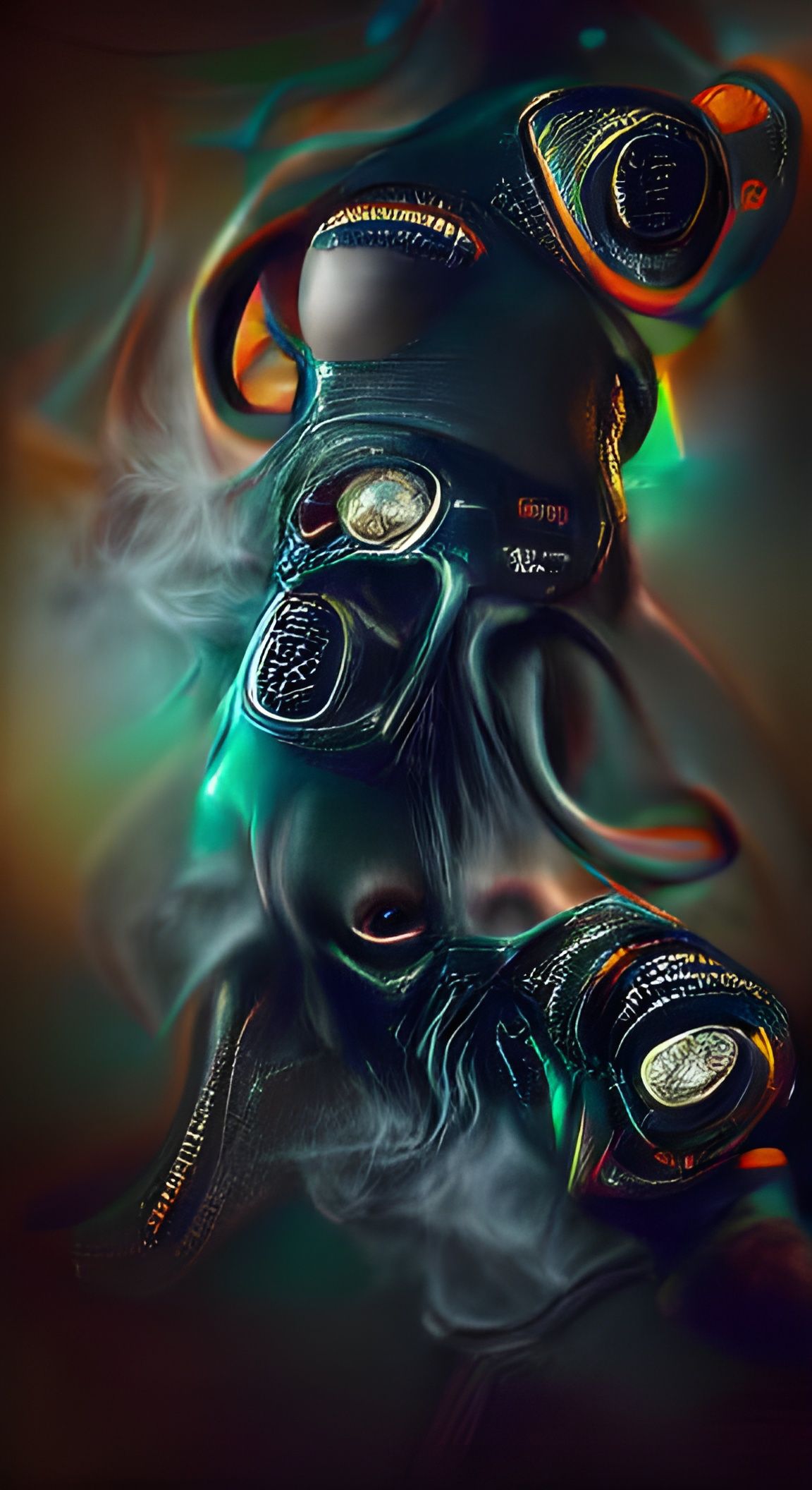 an intricate gas mask for cthulhu in a black void with vape smoke 8k resolution beautiful detailed painting deviantart d...