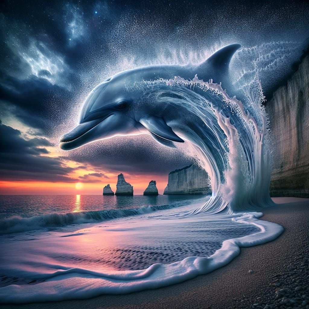 Dolphin from a Water Wave