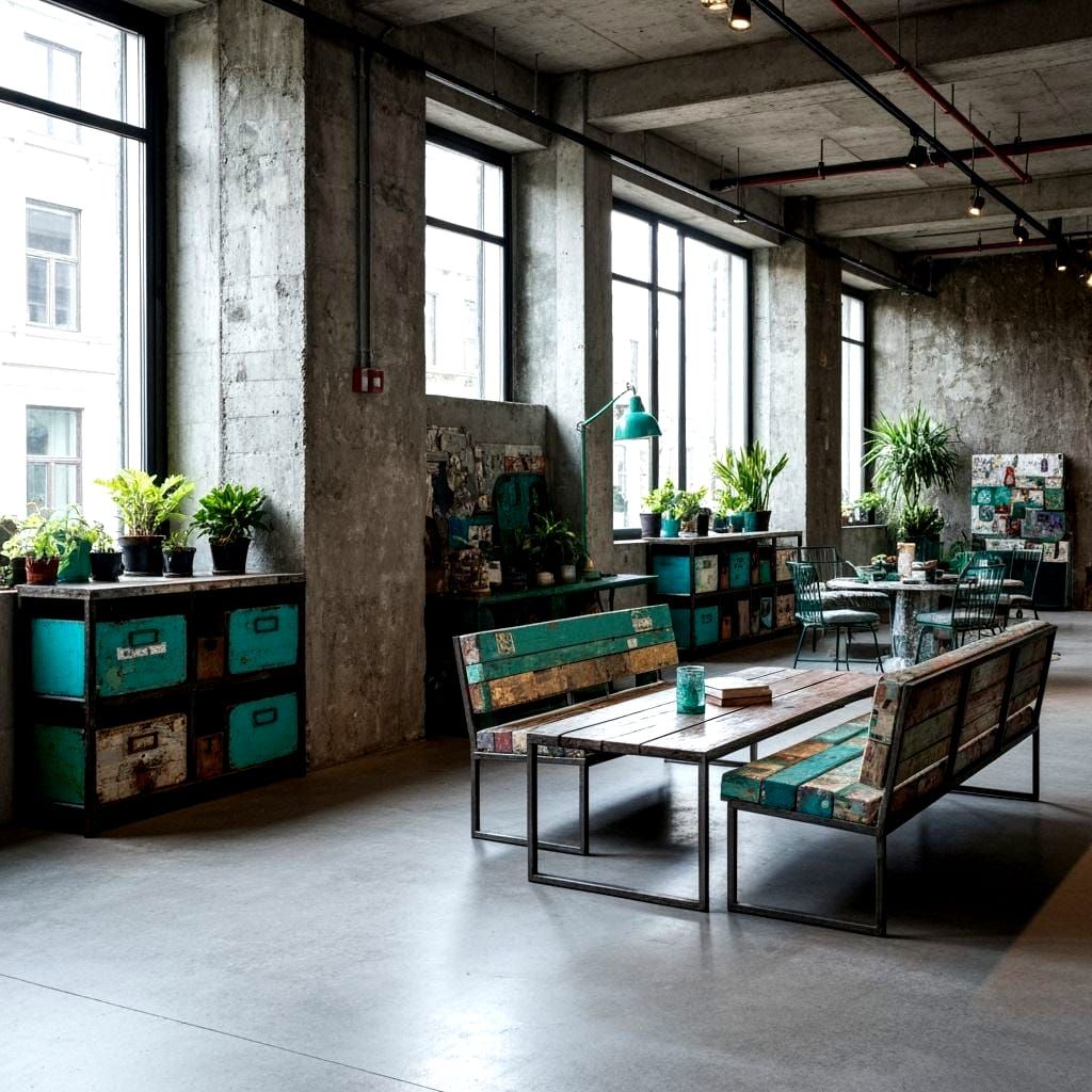 éco-industrielle déco, eco-industrial decor  by @Jubrey