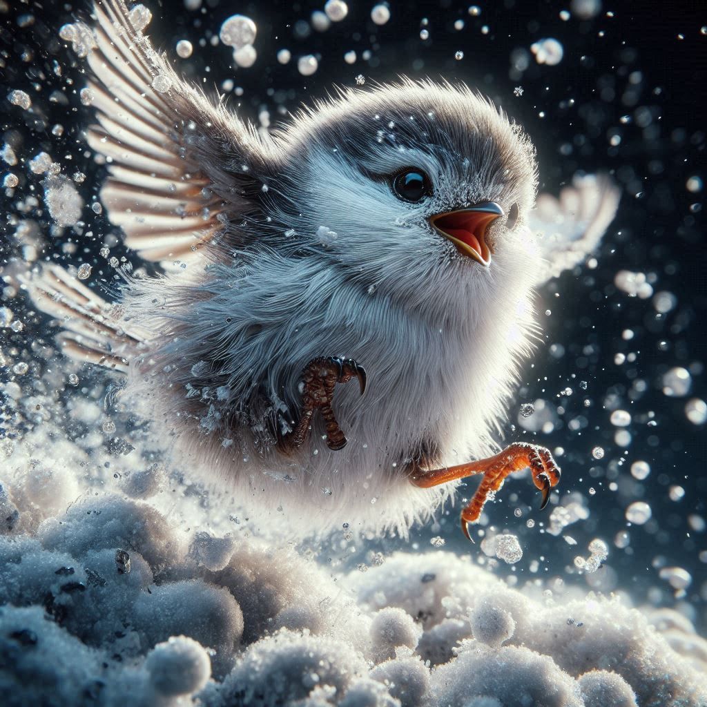 Happy Bird In The Snow