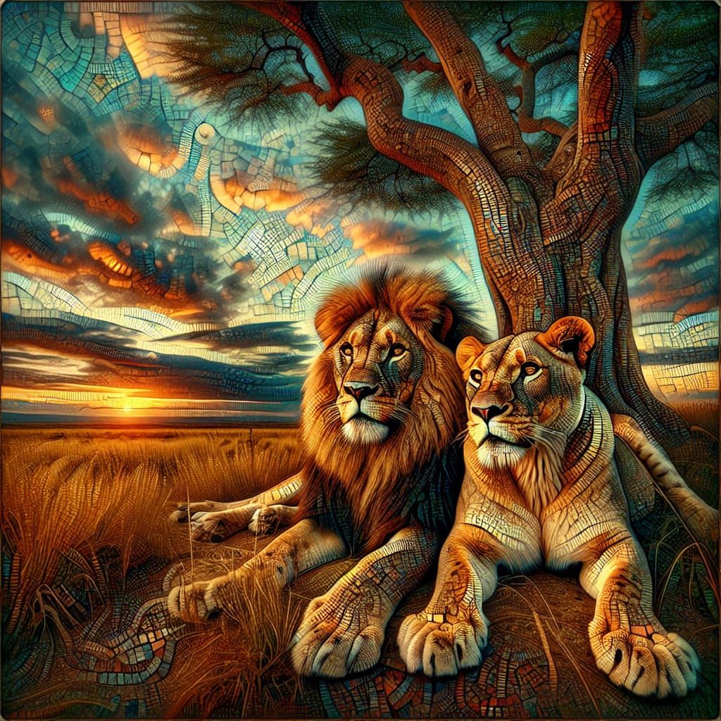 Lion and Lioness in the Serengeti  by @Eka