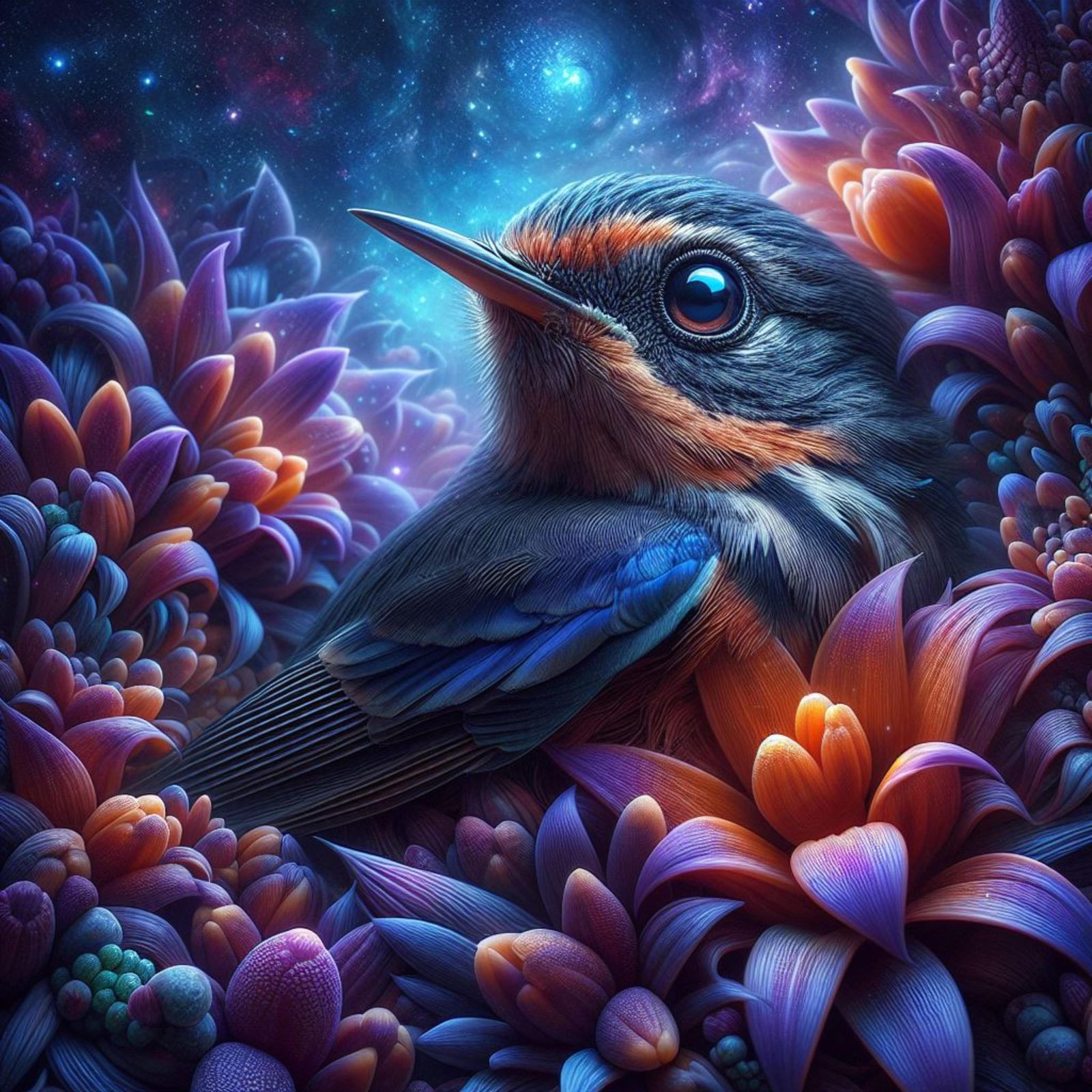 Bird in flowers  by @What Makes You Happy