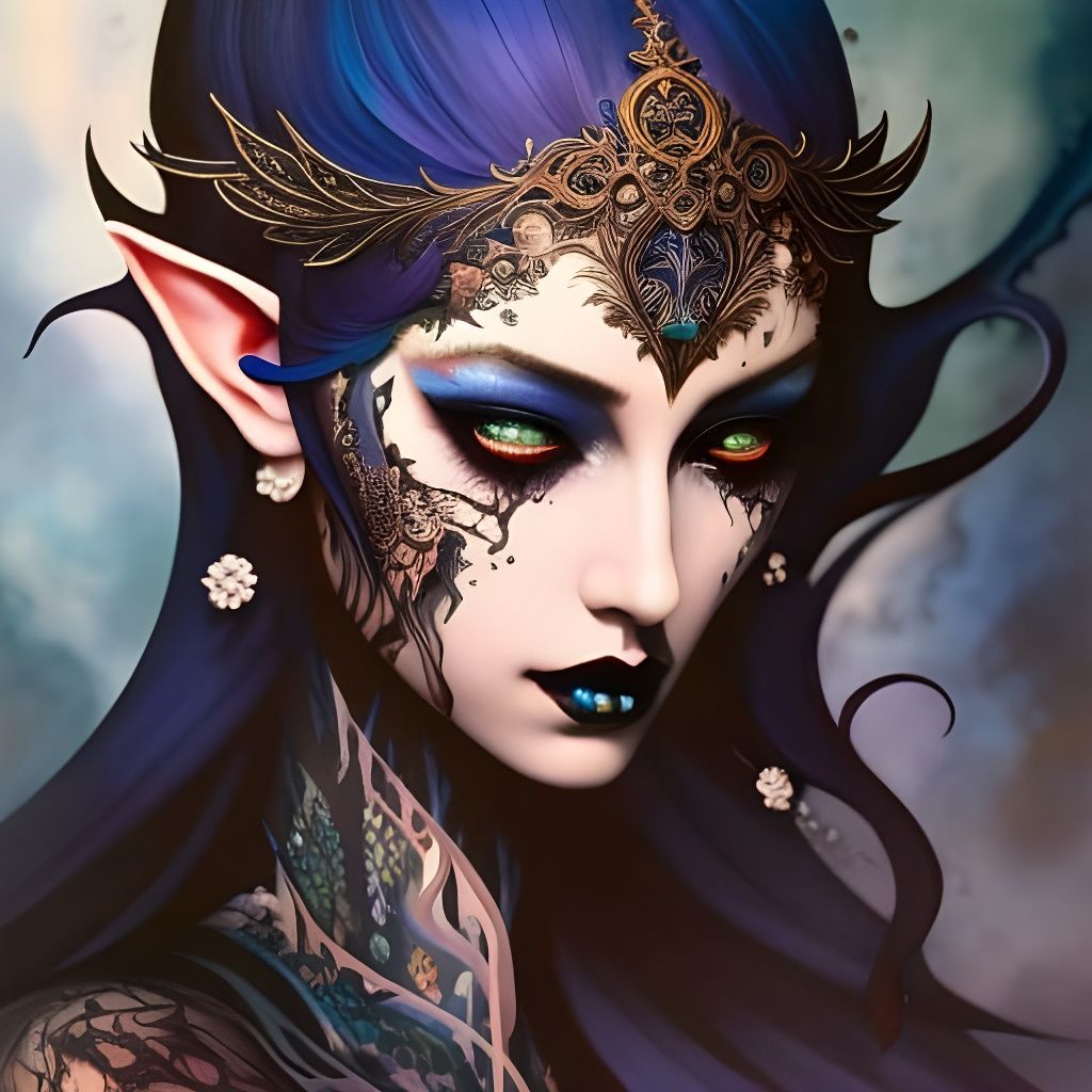 Dark Floral Elf XVII - AI Generated Artwork - NightCafe Creator