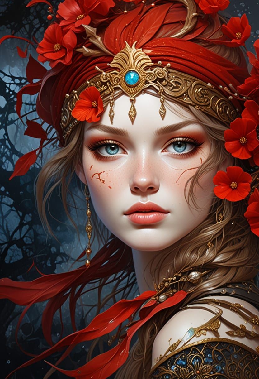 Surreal Femme Mystique in Vibrant Oil Painting Style