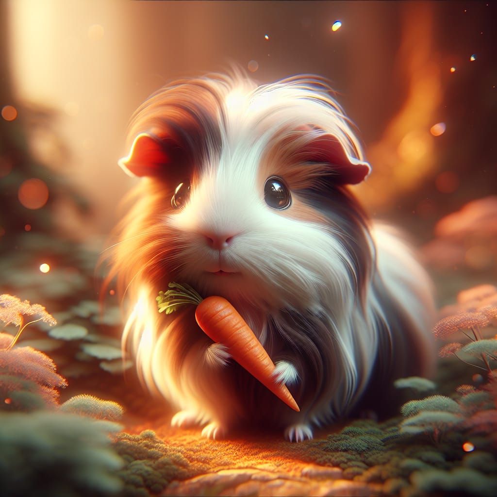 Digital painting guinea pig in brown and whit...  by @Karin