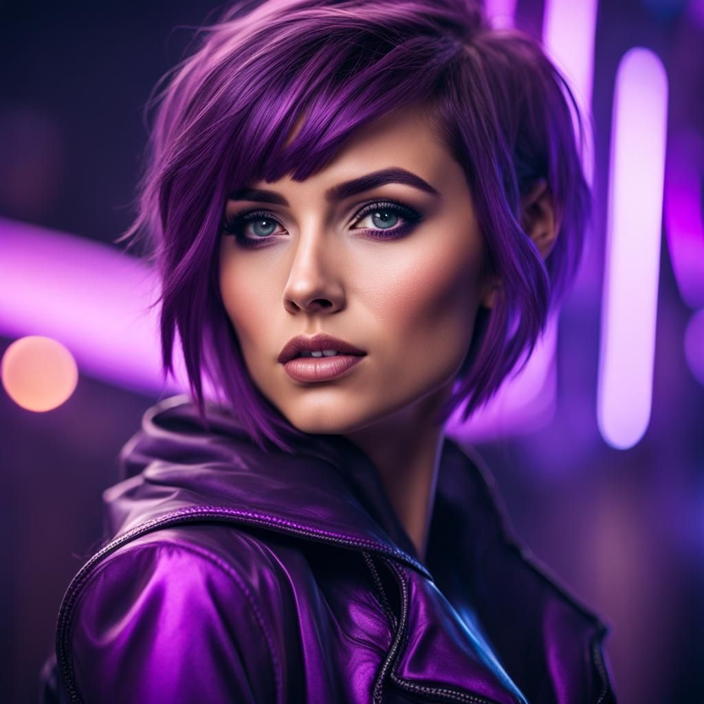 beautiful young woman with pixie face and exagerated feature...