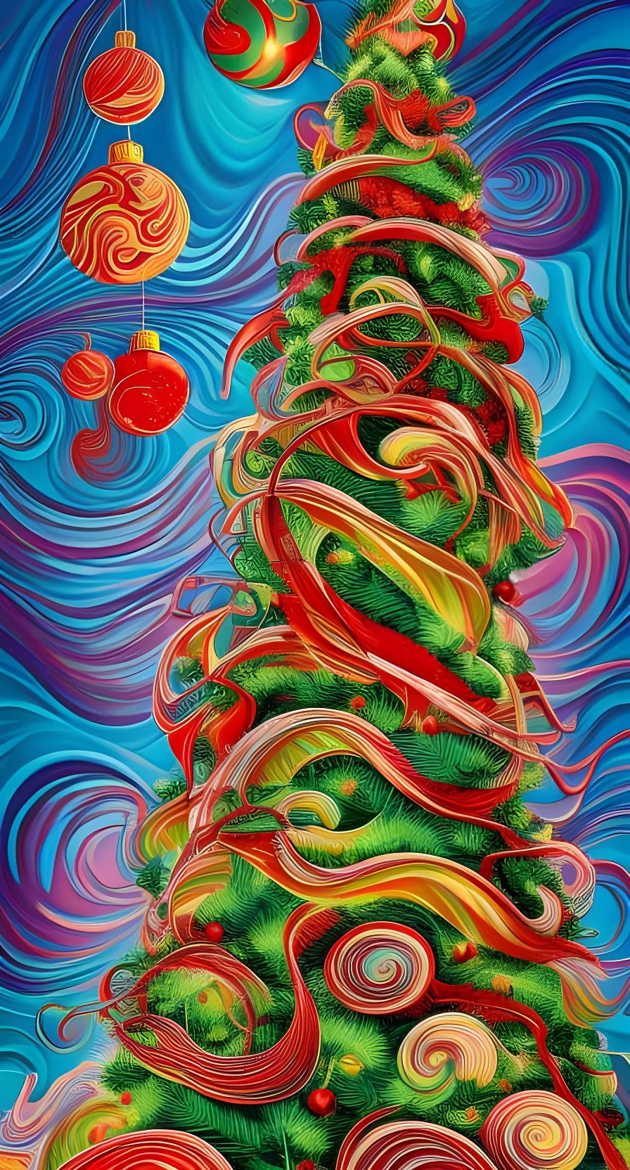 Whimsical Christmas Decorations in Japanese Art Style