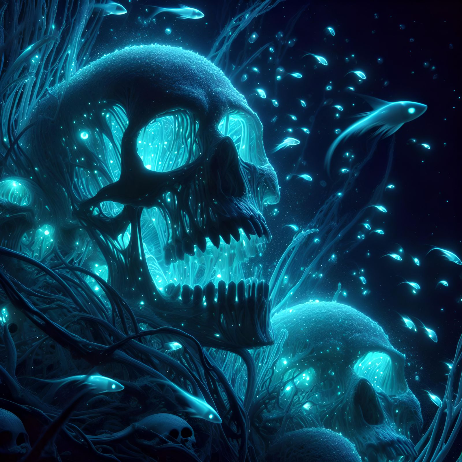 Bioluminescent Skulls in the Deep Sea