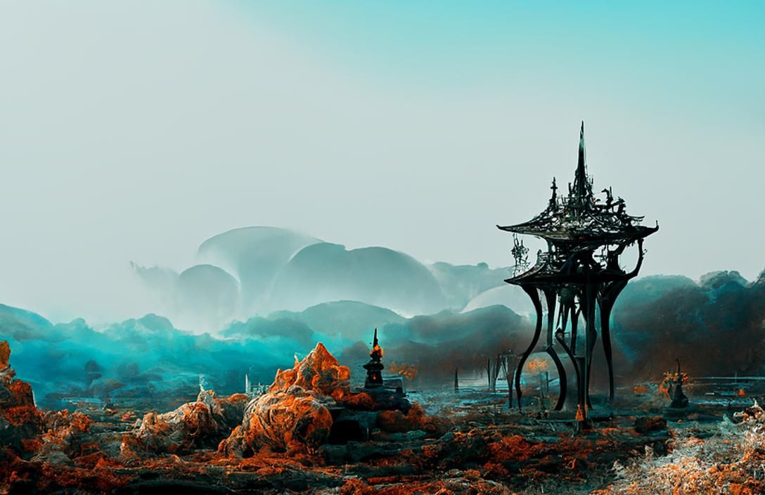#modifiermonday Liminal Spaces: Pagoda in an otherworldly La...