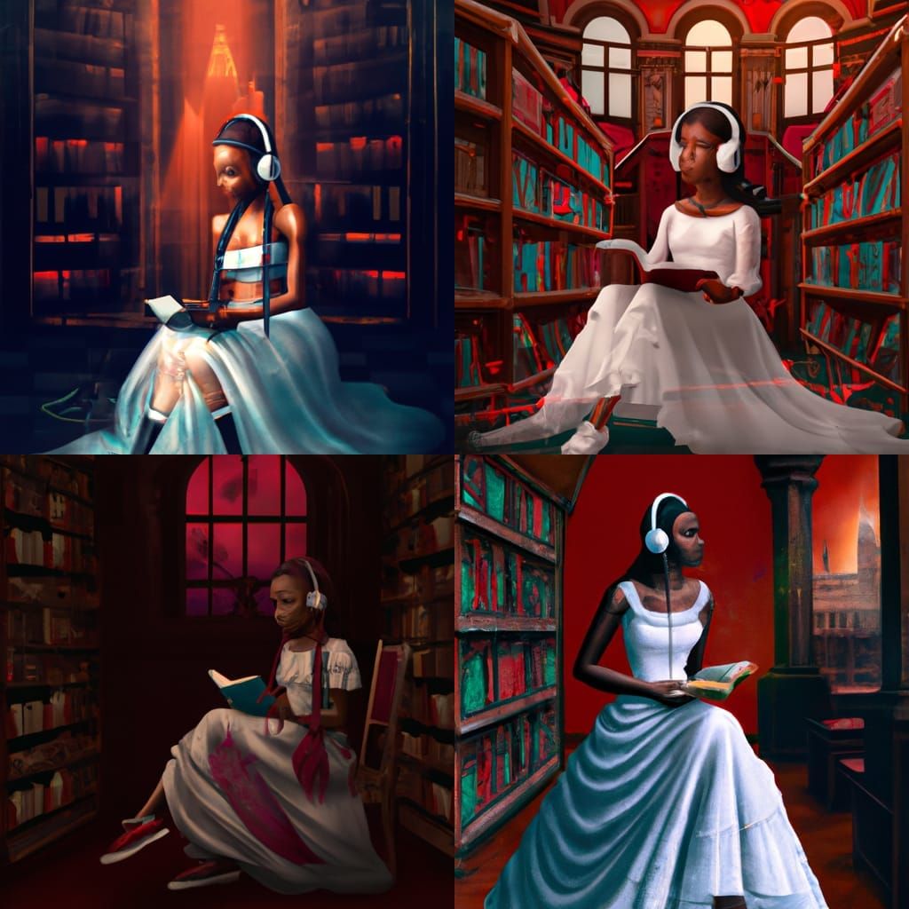 African American girl with braids and a wedding dress in a v...