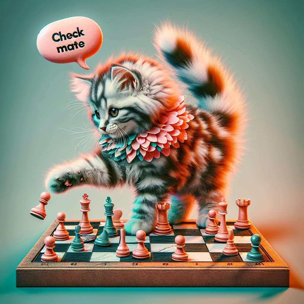 Play with me! Not game! Mew!  by @Tiny Pearl Cat