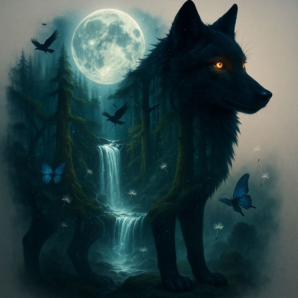 Enchanted Forest Inside a Wolf Silhouette