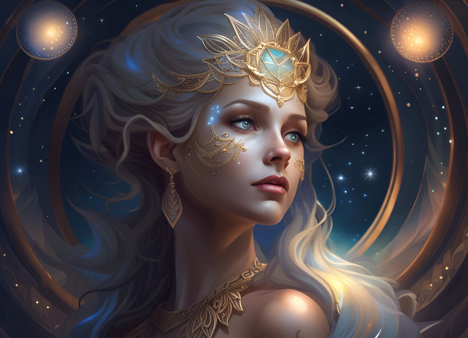 Asteria, Goddess of the moon and stars Set 3 8 - AI Generated Artwork ...