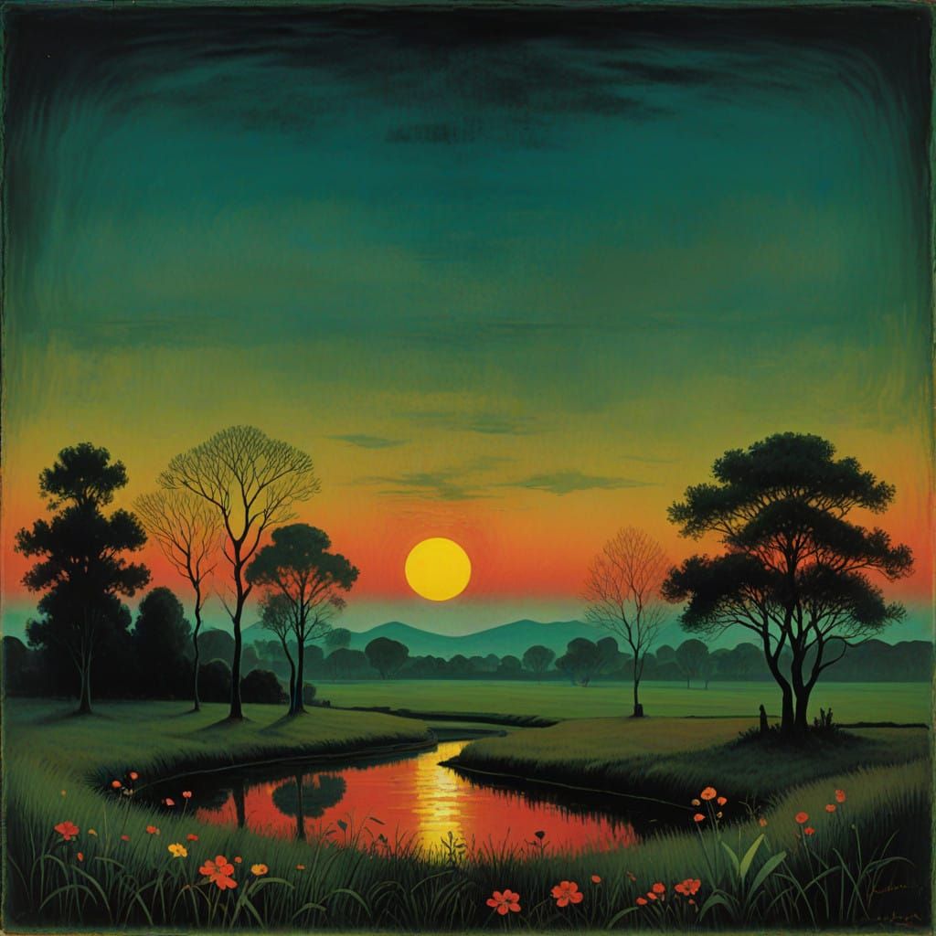 Dreamlike Landscape with Vibrant Colors and Ethereal Texture...