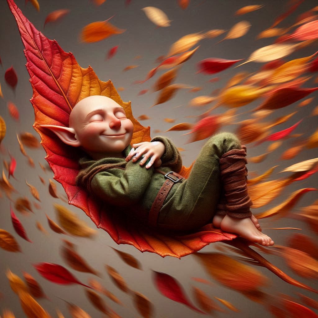 Napping on a falling leaf