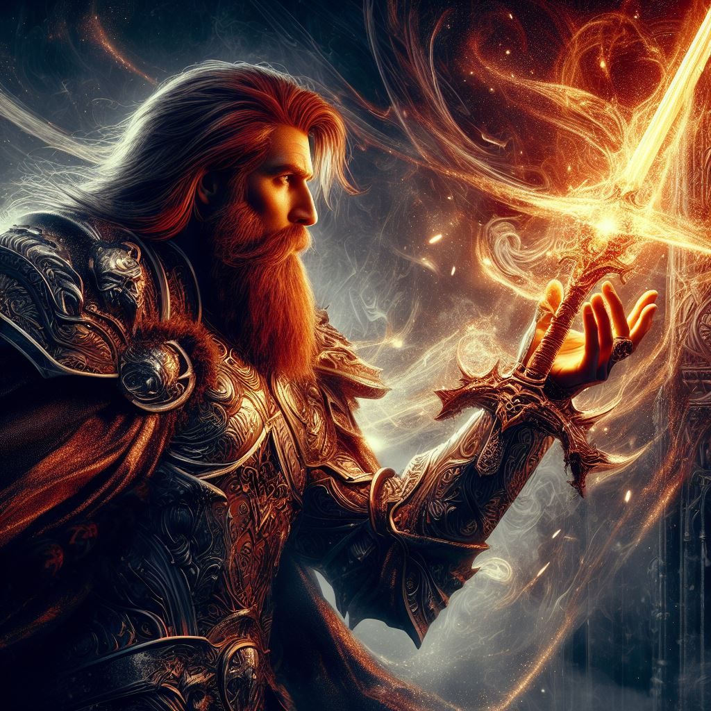 Paladin Receiving a Newly-Forged Magical Sword