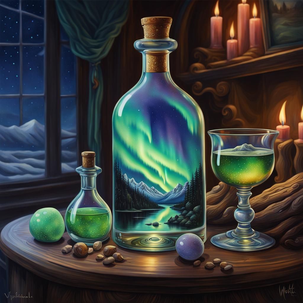 aurora borealis bottled. AI Generated Artwork NightCafe Creator