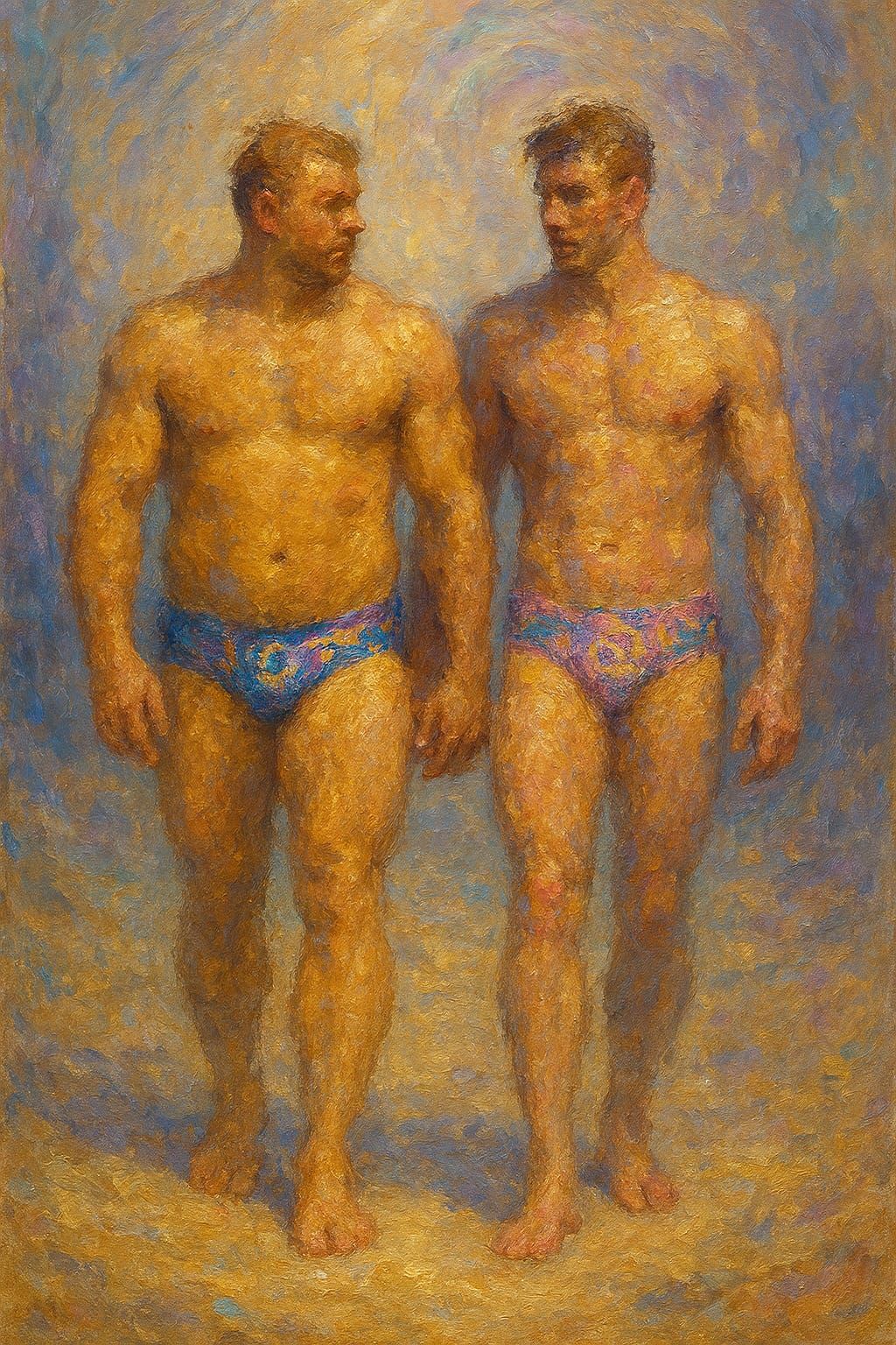 Blue Swirl of Mused Side-by-Side Camraderie