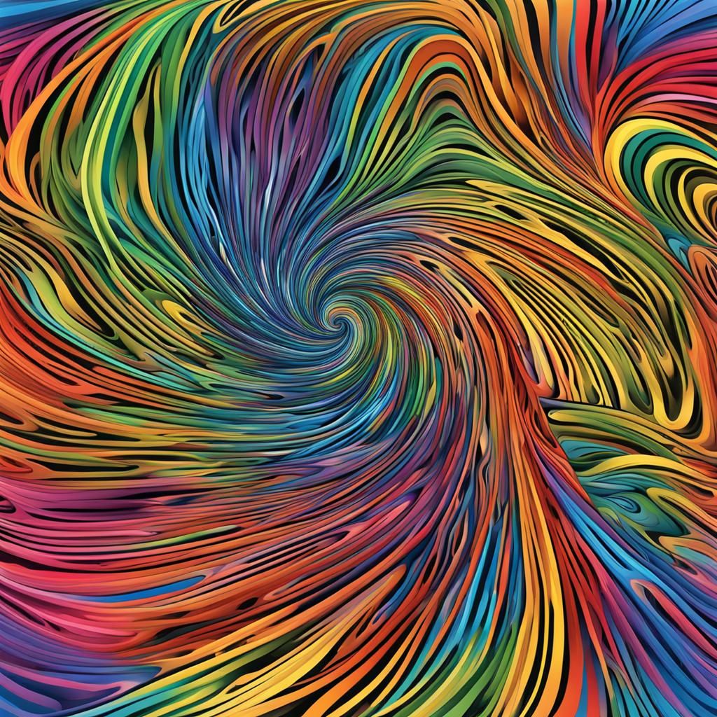 Abstract rainbow swirl of guinea pig and swirling in straight lines