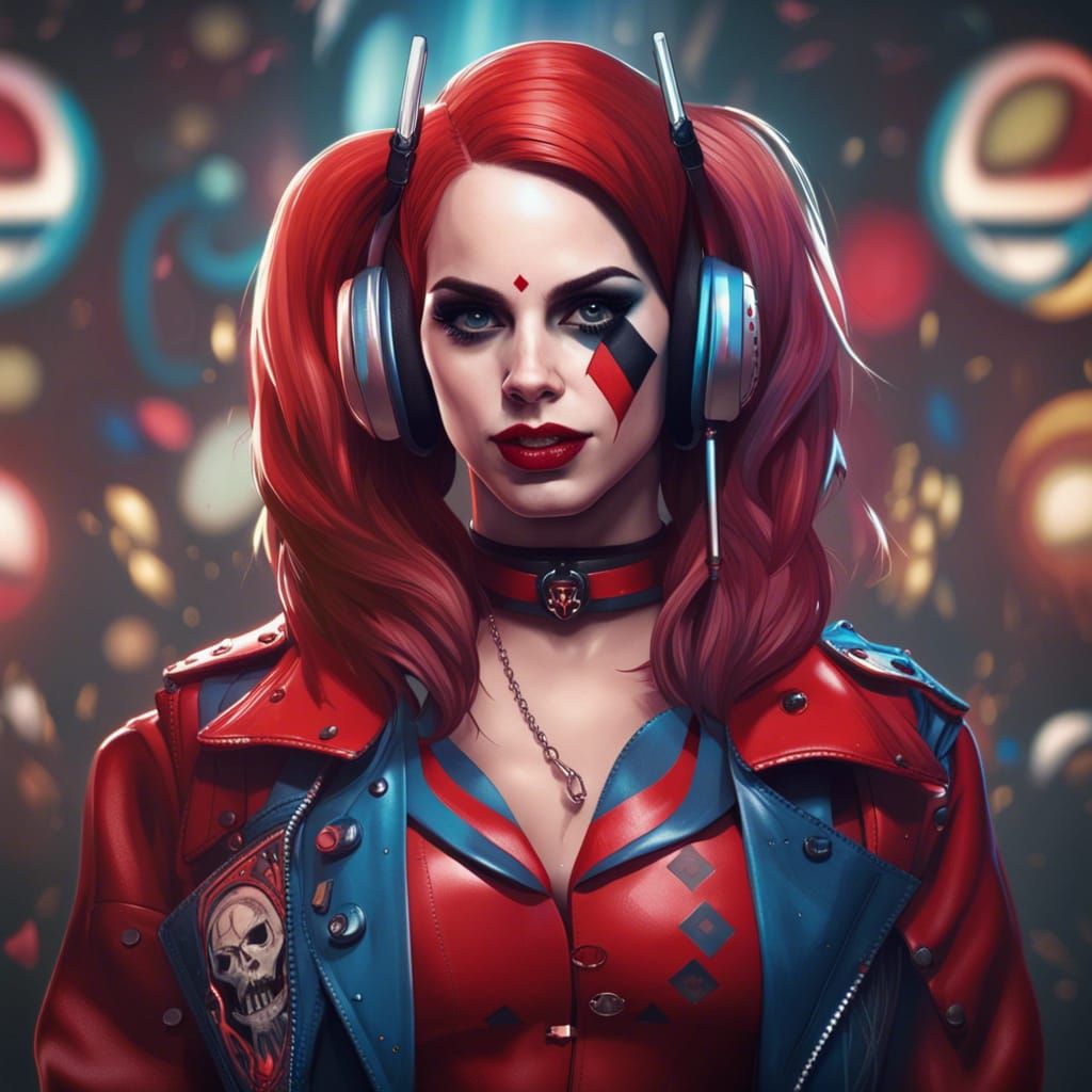 portrait of lana del ray as a harley quinn. intricate abstract ...