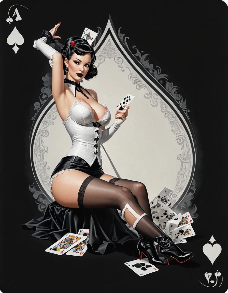 Ace of white spades pinup girl 