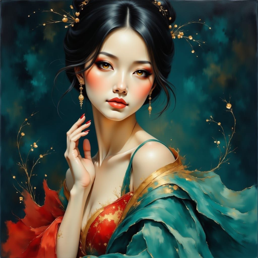 Chinese Lady Portrait in Classical Oil Painting Style