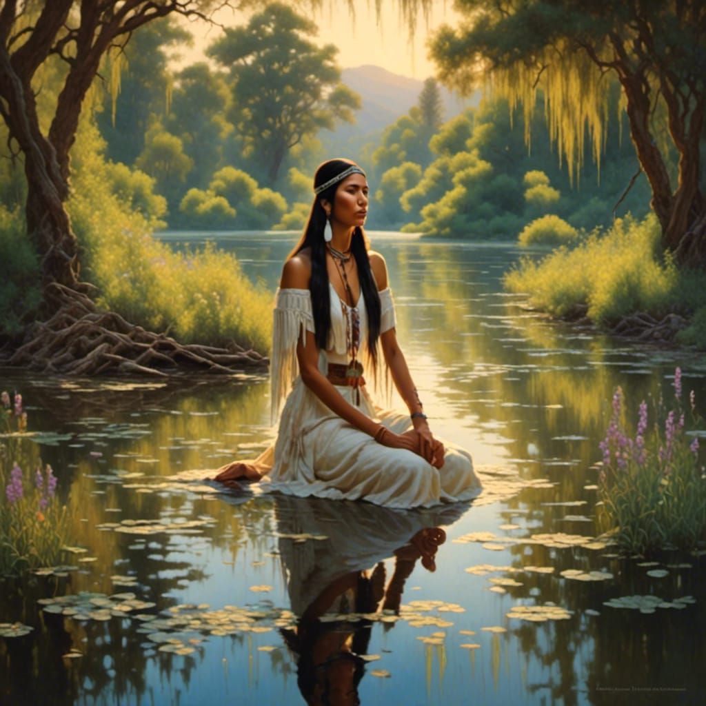 Native woman lost in thought