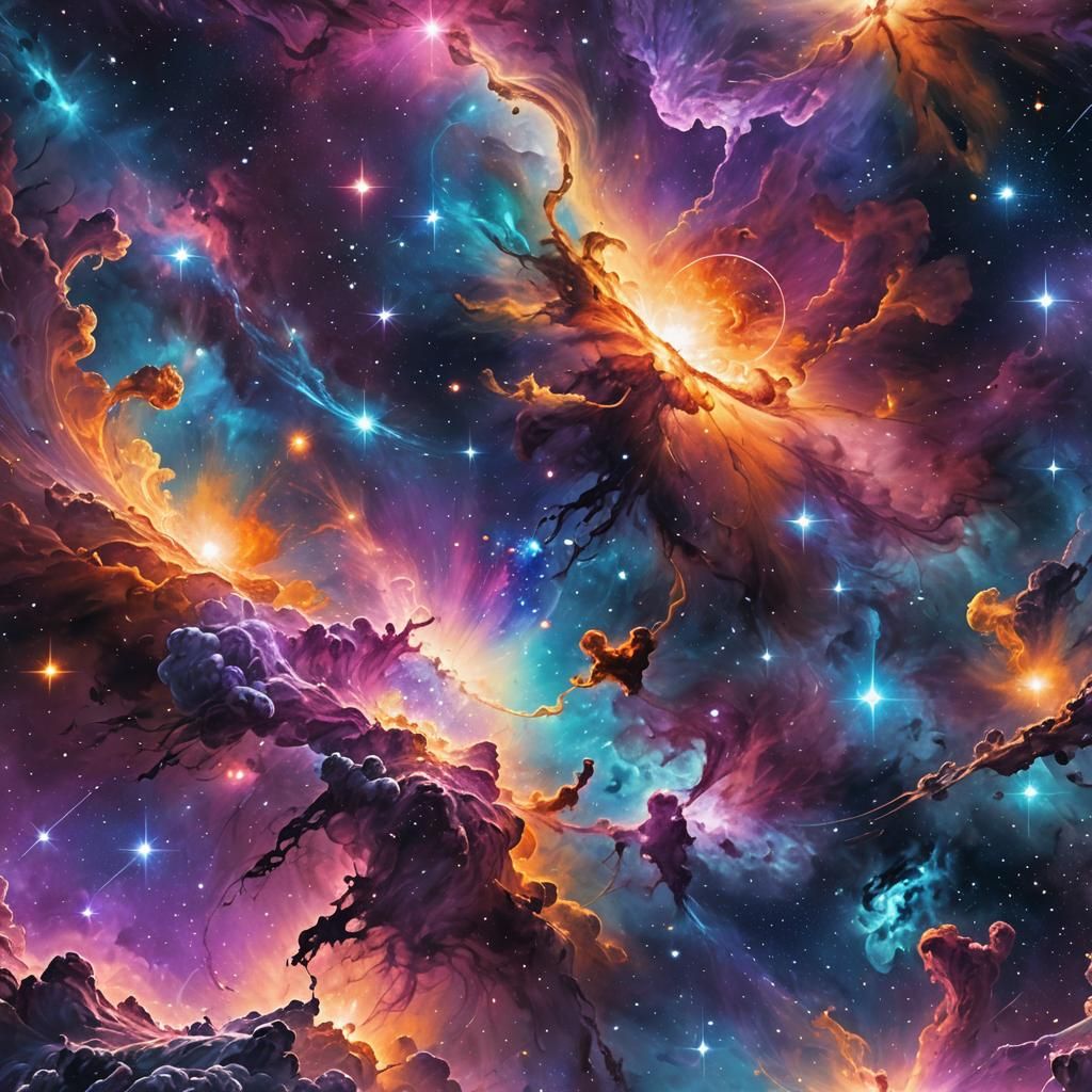 Cosmic Astral Dreamscape in Mixed Media