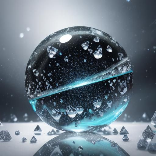 Frozen bubbles cracked crushed marbles glass diamonds shinin...