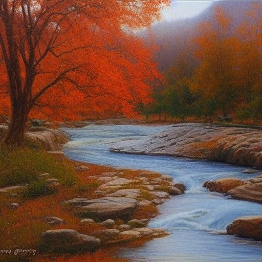 Raging river during autumn