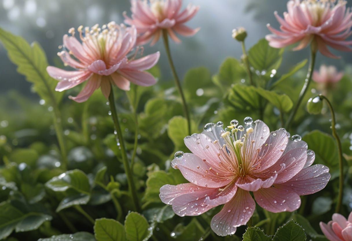 Ethereal Skeleton Flower in Lush Greenery, Inspired by Walto...