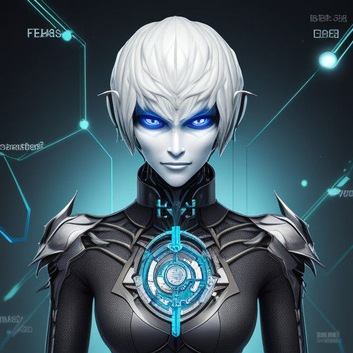 An anthropomorphic personification of the Blockchain technology working. Different layers of Blockchains are different anthropomorphic style...