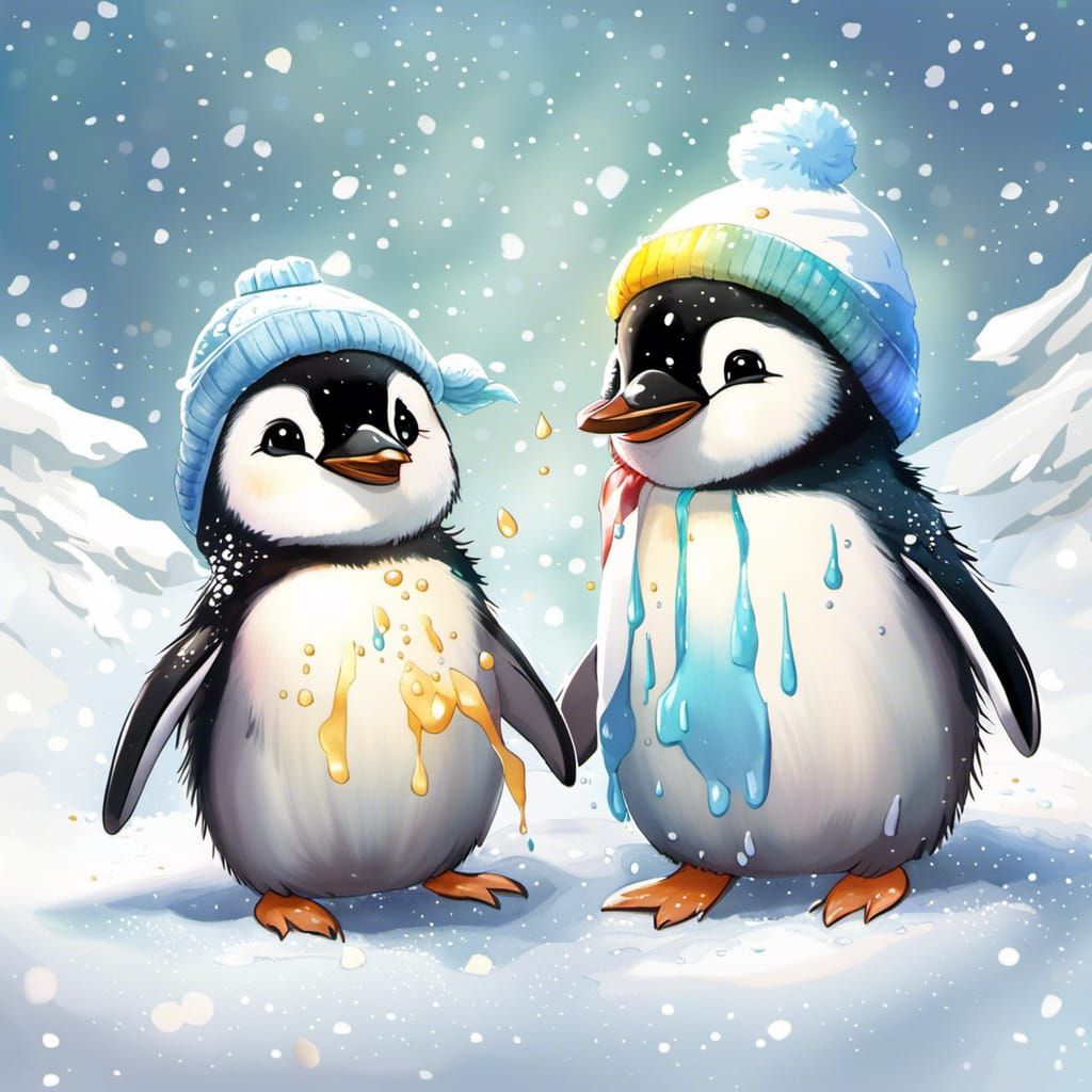 Penguin snow paint fight aftermath - AI Generated Artwork - NightCafe ...