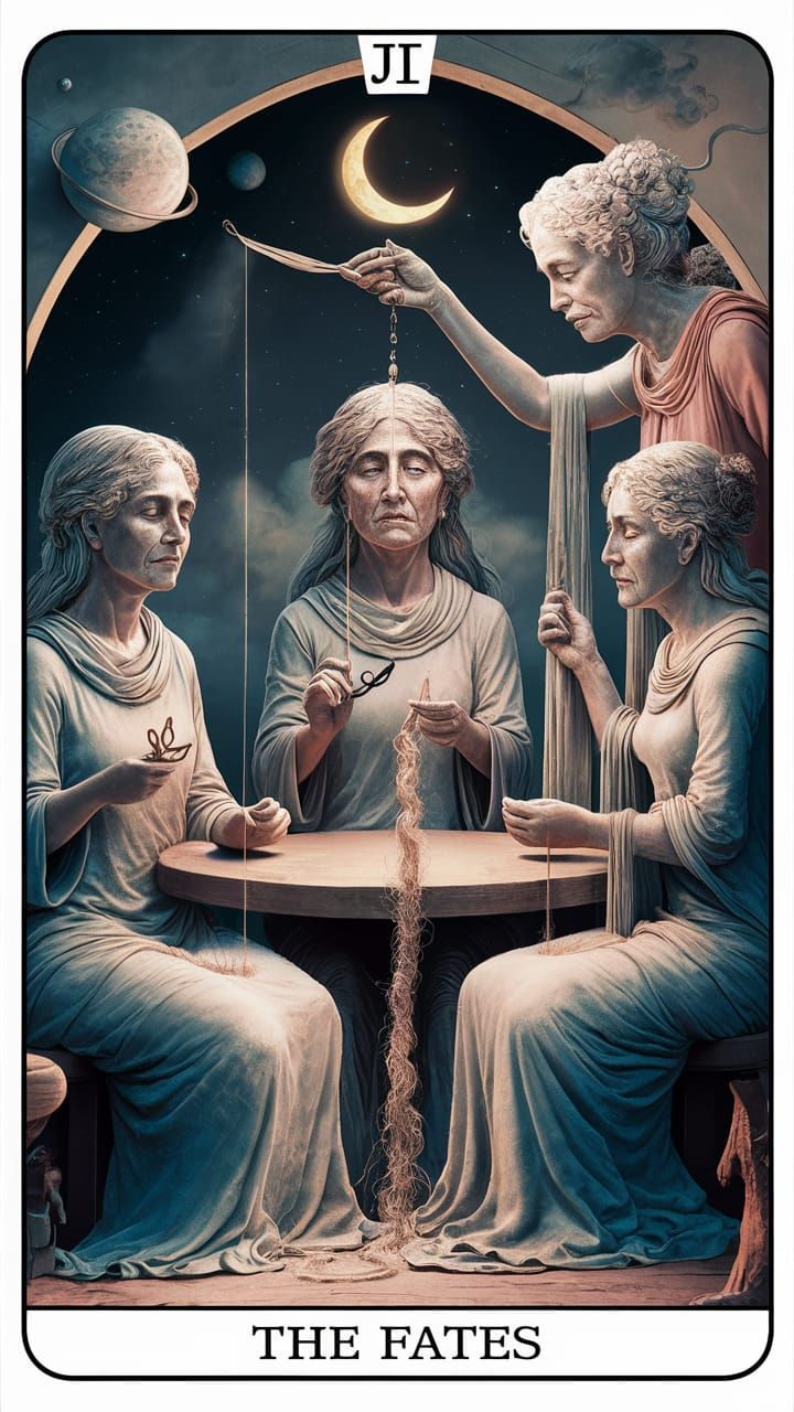 Tarot card entitled The Fates