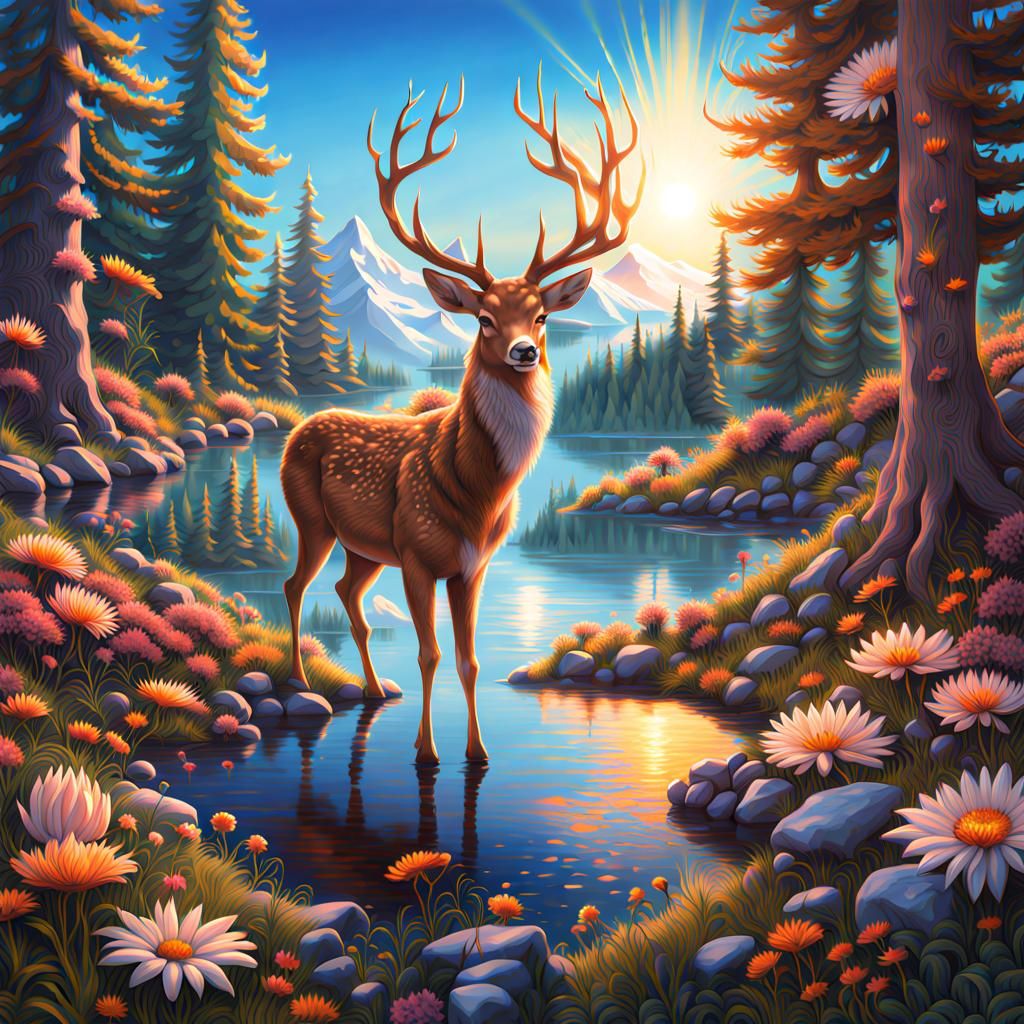 Deer in the Forest - AI Generated Artwork - NightCafe Creator