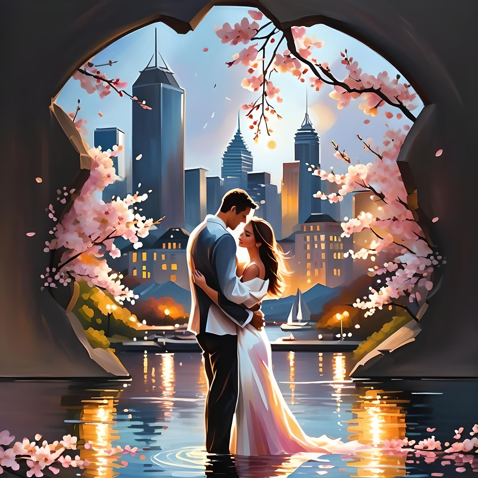 closeup spectacular 
sensual sunset silhouette