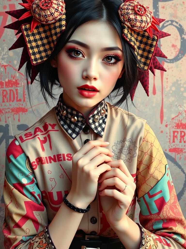 Emo Girl in Deathcore Fashion, Glitch Art