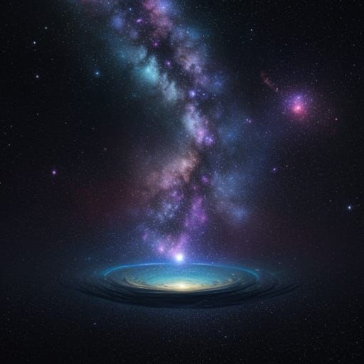 Baby Floating Peacefully in Vibrant Cosmic Galaxy