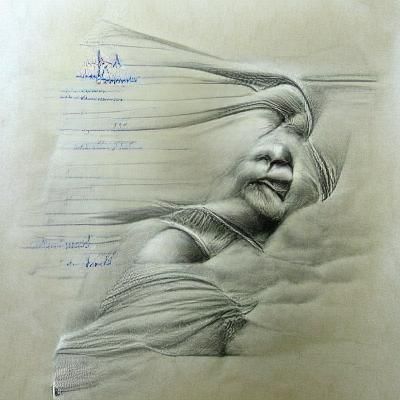 Modern pencil sketch on lined paper, strength